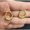 Vintage Filigree Hoop Earrings, Gold-Tone, Carved Scroll Design, Small