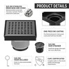 BAUNVB Square Shower Drain 4 inch, Matte Black 304 Stainless