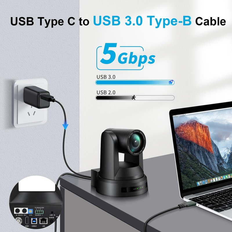 Kumiho USB C to USB B 3.0 Cable 30ft, High