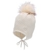 Sterntaler Girls' Bobble Hat Rhinestone Heart Hat, ecru