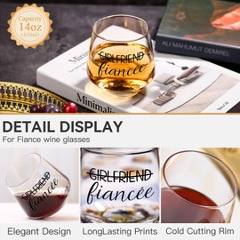 Cyrelwing Engagement gifts for couples 2024-3pcs wine glasses set-Newly engagement couple gifts,Fiance Fiancee Gift for Him and Her,she said yes engaged gifts for Bridal Wedding Gifts