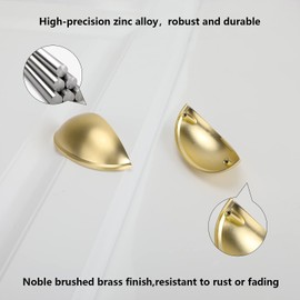 LONTAN 4 Pieces 76mm Cupboard Handles Gold Cup Handles Cabinet Door Handles Brushed Gold Cupboard Handles Kitchen Cabinet Handles LS0313BB76