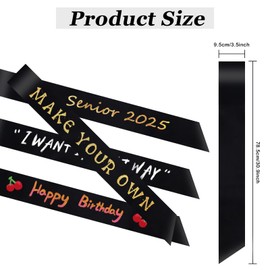 Dreamtop 16Pcs Satin Blank Sash Black Sashes for Pageants Senior Miss America 2025 Sash for Beauty Pageant