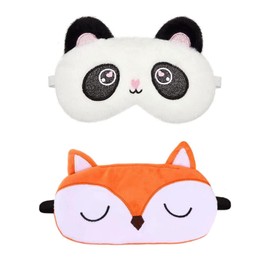 2 Pieces Cartoon Animal Eye Masks, Cute Eye Masks, Sleep Darkening Eye Masks, Plush Eye Masks, Travel Eye Masks