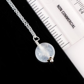 GEMKORA Natural Real Rainbow Moonstone Round Beads Pendant Necklace, Polished Crystals Birthstone, Healing Gemstone, Birthday, Christmas Day Gift Jewelry, Silver Plated Base Metal Jewelry 18 inch