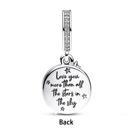 TOFBS Charms Pendant Women's Sun Moon Stars 925 Sterling Silver Cubic Zirconia Bead Charm Jewellery Birthday Gifts Memorial for Women Girlfriend Mother Girls, Sterling Silver, Cubic Zirconia