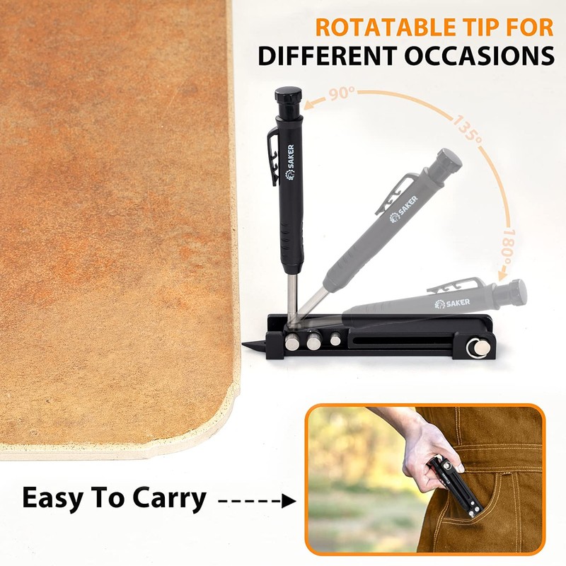 Saker Multi-function Scribing Tool- Construction Pencil- Aluminum Alloy Scribe Tool