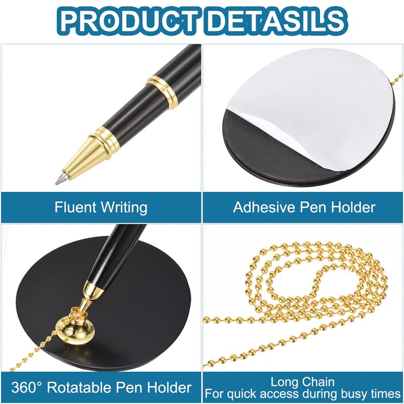 PATIKIL Secure Pen with Chain and Adhesive Pen Holder, Reception