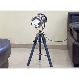 Nautical Replica Hub Tripod Table Lamp Spotlight Modern Wooden Light