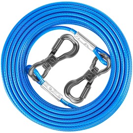 XiaZ 30 Foot Dog Lead, Dog Tie Out Cable Heavy Duty 8/10/15/20/30/50FT, Pet Runner Tether Chain Leash Outside for Small Medium Large Dogs Up to 120 LBS