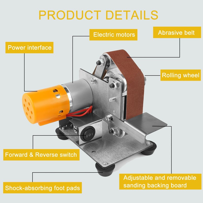 Mini Belt Sander, 7 Adjustable Speed -15 Degree Professional Electric