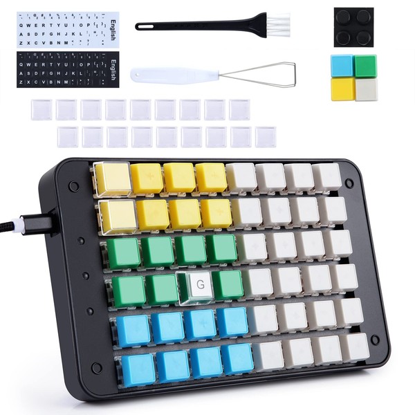 Koolertron One Handed Macro Mechanical Gaming Keyboard, Fully Programmable Mini