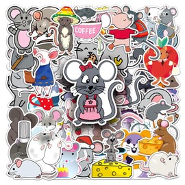 Rats Stickers 50 Pcs Vinyl Cute animals Sticker for Water Bottle Scrapbook Laptop Bumper Cars Bike Guitar Notebook Skateboard Luggage,Waterproof Cartoon Mouse Decals for Adults Kids Teens