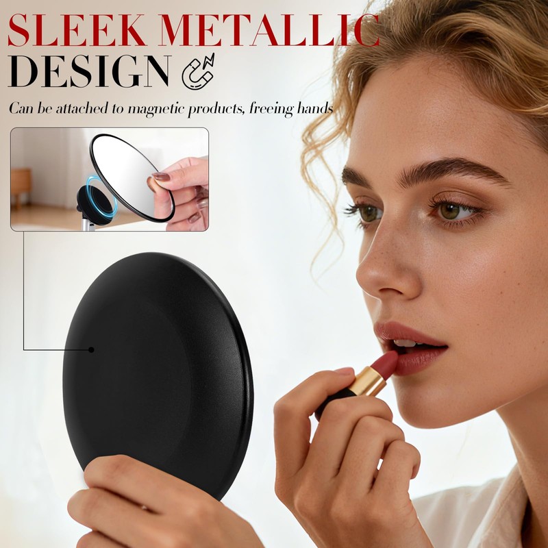 Retro metal compact travel mirror 1x magnification compact portable foldable,