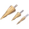 3Pcs Hex Shank Step Drill Bit High Speed Steel Sturdy