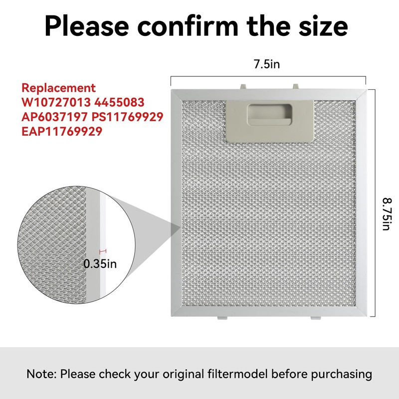 Range Hood Grease Filter Compatible with Whirlpool, Jenn Air, Kitchen