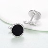 Hantuorui Men's Cufflinks: Black Onyx & 925 Sterling Silver, Featuring