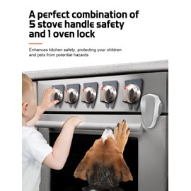 Stove Gas Knob Safety Covers,Oven Knob Covers for Child Safety,Baby Burners Proof Stove Knob Locks,Oven Door Baby Proofing (Grey)