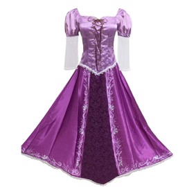 Hotcostyle Tangled Purple Dress Rapunzel Cosplay Costume Princess Lepe Dress Purple Magic Dress, 2X-Large (WJ0049)
