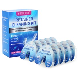 Travel Retainer Cleaner Clear Aligner Cleaner, Cleaners for Mouth Guard Night Guard, Remove Odors, Discoloration, Stains & Plaque, Mint(10 Pcs)