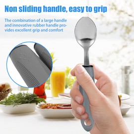 mizikuu Cutlery for Parkinson's Disease, 4 Pieces Easy Grip Cutlery with Extra Wide Handles, Disabled Eating Aid Easy to Grip Aid for Disabled Arthritis Elderly People or People with Tremors
