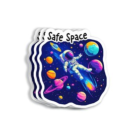 (3 Pack 3X3) Safe Space Stickers - Mental Health Sticker - Self Care Sticker - Positivity Sticker - Positive Mindset Sticker - Outer Space Identity - Book Laptop Tumbler Sticker