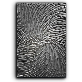 YaSheng Art - 3D Abstract Art Oil Paintings on Canvas Texture Silver Gray Color Abstract Artwork Modern Home Decor Canvas Wall Art Ready to Hang for Living Room Bedroom 24x36inch
