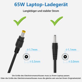 65 W Replacement Acer Charging Cable Laptop Power Supply for Acer Aspire 3 5 E1 E3 E5 E15 E17 ES1 ES15 V3 V5 A315-51 A515-52 E5-575 E5-575G E5-573 E5-571 PA-165 0-86 19V 3.42A Charger Plug 5.5 1.7 mm