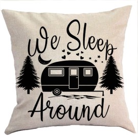 We Sleep Around Pillow Covers for Camper Throw Pillowcases Removable Double Side 18Inx18InColor:We Sleep Around