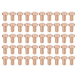 uxcell 50Pcs Copper Solid Rivets, 1/8" x 15/64" Flat Head Rivet Metal Fasteners for Electrical Applications, Leather Working Supplies