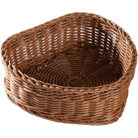 Heart Shaped Woven Basket Wicker Basket Wedding Flower Girl Basket for Valentine Day Wedding Pafty Easter Basket - S