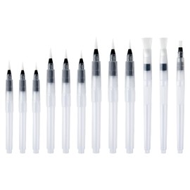 Dokpav Paquete De 12 Pincel De Agua, Brochas De Acuarela, Pinceles De Acuarela De Pintura Reutilizable, Pincel con Deposito Agua, Juego Básico para Acuarela Caligrafía Arts para Pintura De Acuarela