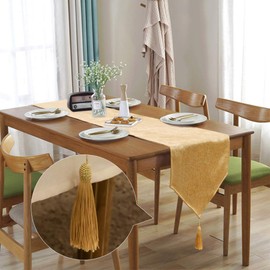 BALCONY & FALCON Table Runner, Nordic, Solid Color, Stylish, Popular, 70.9 x 13.8 inches (180 x 35 cm), Gold Color