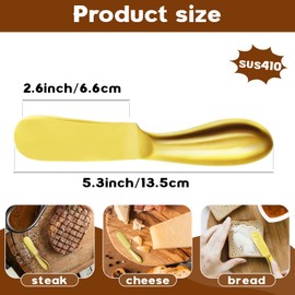 Mlurcu Butter Knife Butter Spreader Knife Gold Butter Knives 4 PCS Cheese Spreader Knives Set Stainless Steel Charcuterie Knives Butter Knife Spreader for Cold Butter Cheese Jam Spreading