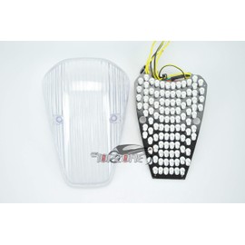 TOPZONE Fit VTX 1300C; VTX 1800 C; Clear Rear Lamp, Brake Tail Light (Style 1: Led Taillight Integrated Turn Signal Function, Clear Color)