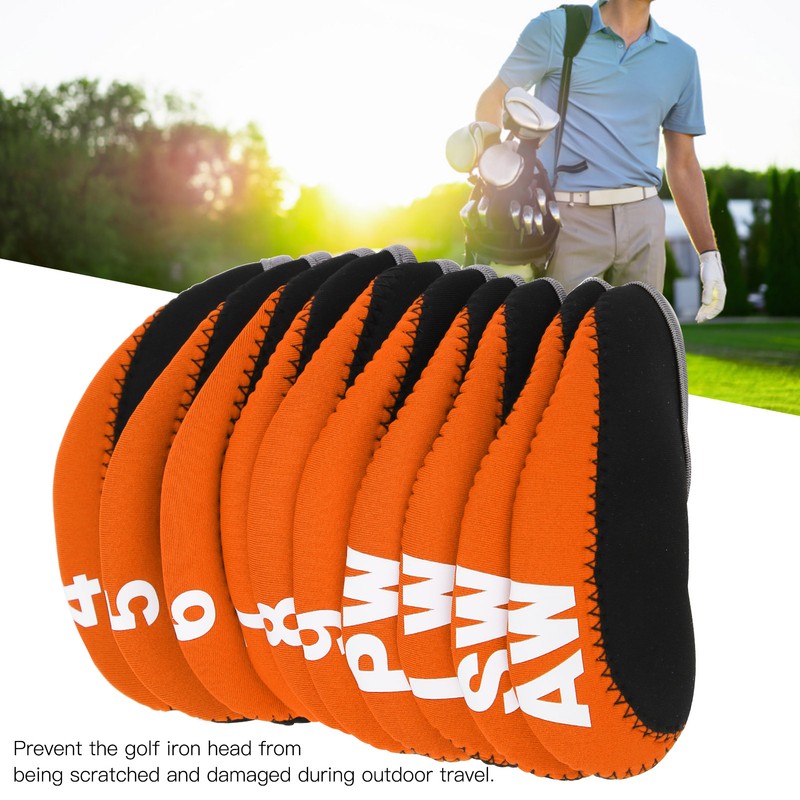 10Pcs/set Leather Golf Club Iron Head Covers Golf Putter Club