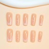 Pink French Tip Press on Nails Coffin - Medium Fake