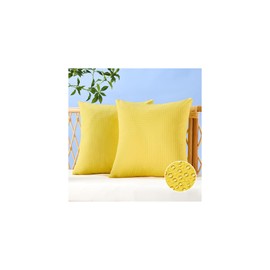 DFXSZ Outdoor Pillow Covers 24X24 Inch Set of 2 Dark Blue Waffle Textured Polyester Pillow Covers Spring Summer Outdoor Waterproof Decor for Patio Funiture Garden 025B24