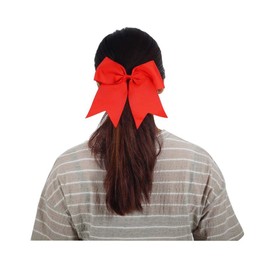 16PCS 8" Large Cheer Hair Bows Ponytail Holder Elastic Band Handmade for Cheerleading Teen Girls College Sports (Red, 16 Count (Pack of 1))