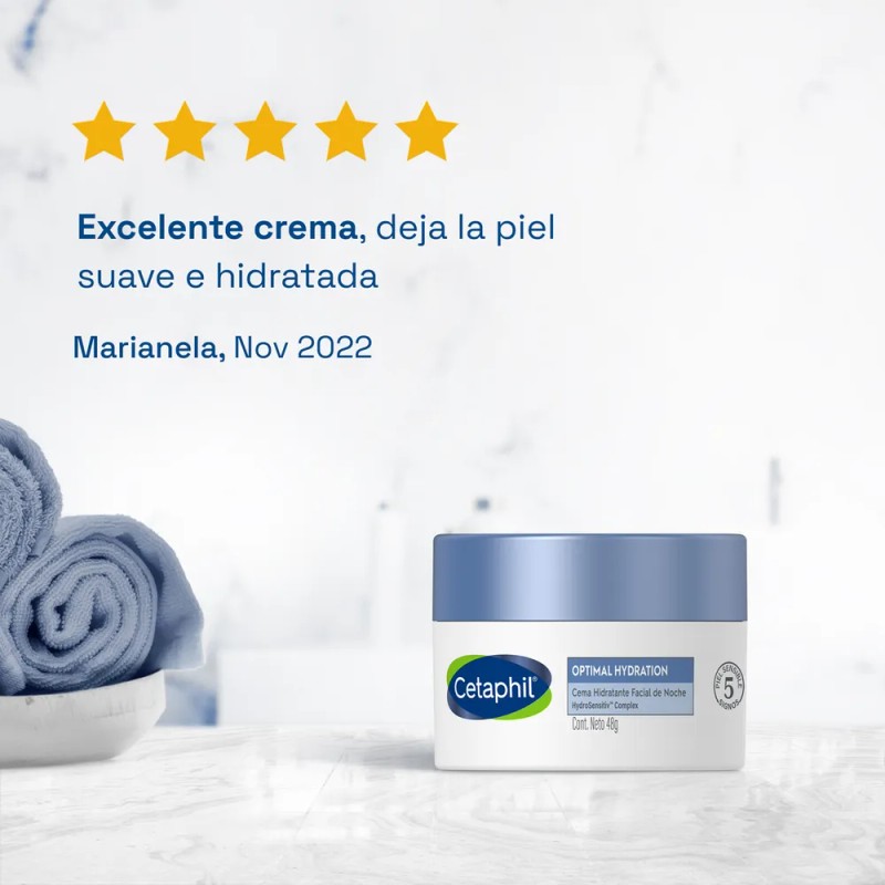 Cetaphil Optimal Hydration Crema Noche Calma Hidrata Piel Sensible