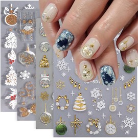 6Pcs Christmas Nail Stickers for Nail Art Xmas Tree Snowflake Snowman Flowers Bell Nail Art Design Nail Decals Winter Holiday Nail Art Stickers for Women and Girls DIY Manicure Decoration