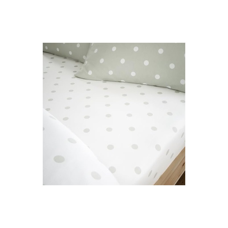 Catherine Lansfield Brushed Polka Dot Cotton Single Fitted Sheet Green