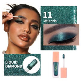 Oulac Liquid Glitter Eyeshadow Set – Metallic Green & Lime Gold, Liquid Shimmer & Eyeliner, Blendable Eye Make-up, Crease-Resistant, Vegan (11/21)