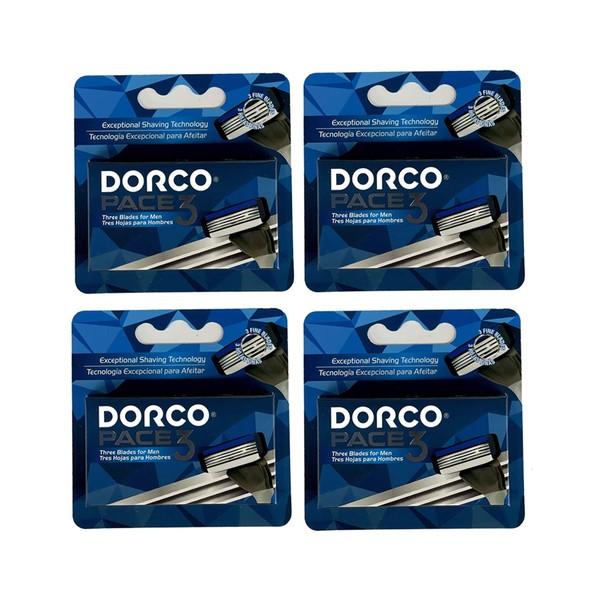 Dorco Pace 3 - Three Razor Blade Shaving System- Value Pack - 16 Cartridges (No Handle)