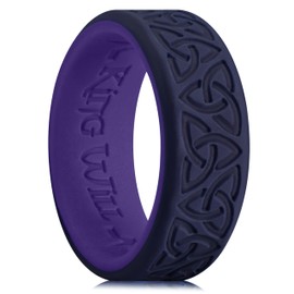 King Will Silicone Wedding Rings For Men, Two-Tone Purple Rubber Wedding Bands with Celtic Knot Pattern, 8mm Wide 2.2mm Thick, Comfort Fit Size 11