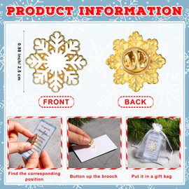 Tondiamo 25 Set Christmas Gifts for Women Christmas Snowflake Pins Snowflake Lapel Pin Snowflake Enamel Pins Snowflake Gift Cards for Winter Xmas Gift