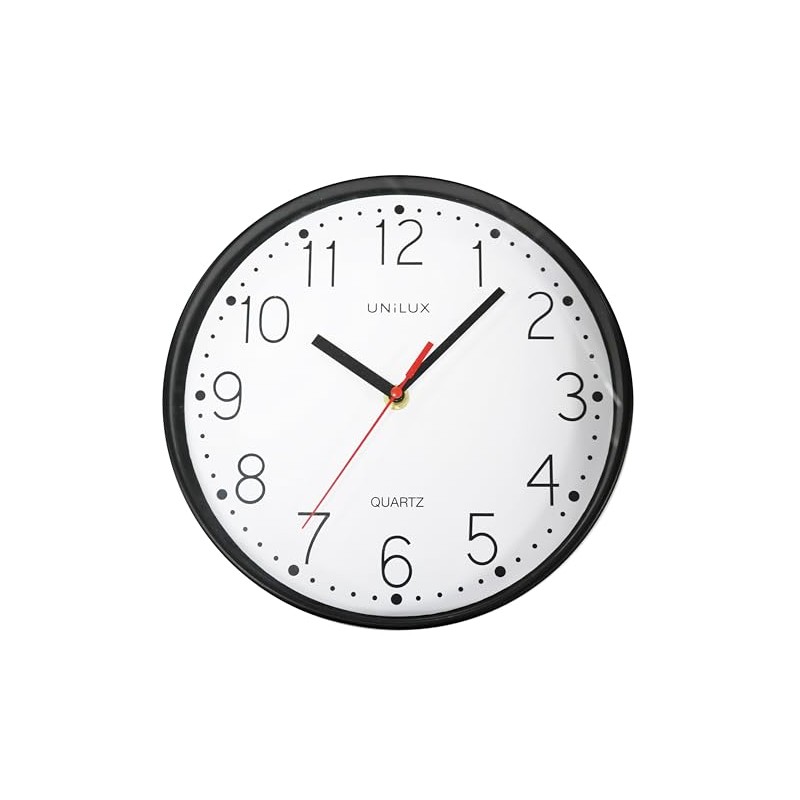 Unilux Wall Clock, Black, 25x25x4.5
