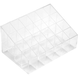 EVGATSAUTO Caja de Exhibición para Bálsamo Labial, Organizador Transparente con 24 Rejillas para Lápiz Labial y Esmalte de Uñas, Soporte de Almacenamiento para Maquillaje