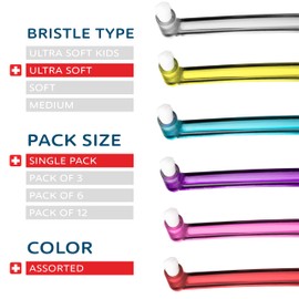 TELLO 1007.5 Adult Mega Soft Post-Op Toothbrush for Gentle Cleaning with Ergonomic Handle, Made in Switzerland, Colors Vary