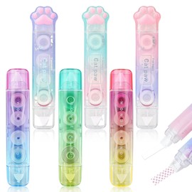 RETON 6 Pcs White Out Correction Tape, 2 in 1 Correction Tape and Double Sided Tape Roller, Cute Cat Paw Correction Tape Pen with Adhesive Glue Tape Roller Runner for School Office Scrapbook Supplies